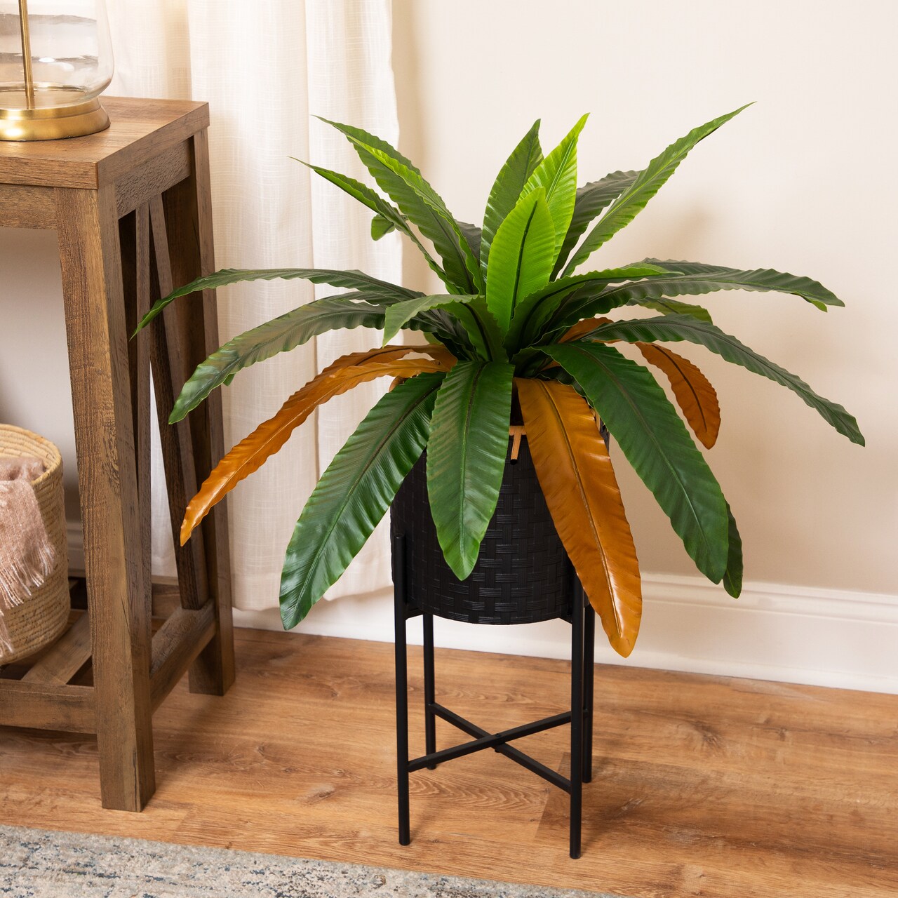 Northlight Two-Tone Bird Nest Fern Artificial Potted Plant - 22" - Green and Brown